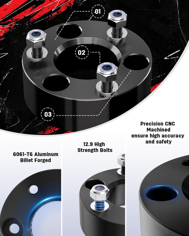 Richeer 2.5 inch Leveling Lift Kit Compatible with 2006-2026 Ram 1500 4WD, 2005-2011 Dakota 2WD 4WD Leveling Lift Kit Forged Front Strut Spacers Raise the Front of your Pickup by 2.5" - Image 3